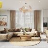 thiết kế nội thất tối giản gam trắng nâu