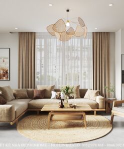 thiết kế nội thất tối giản gam trắng nâu