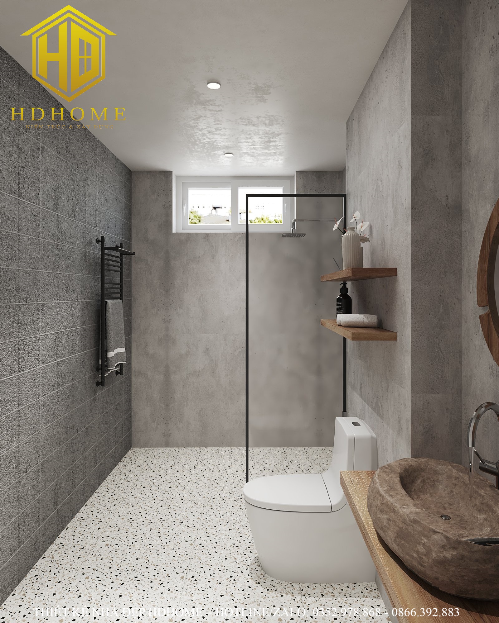 thiết kế nội thất tối giản gam trắng nâu