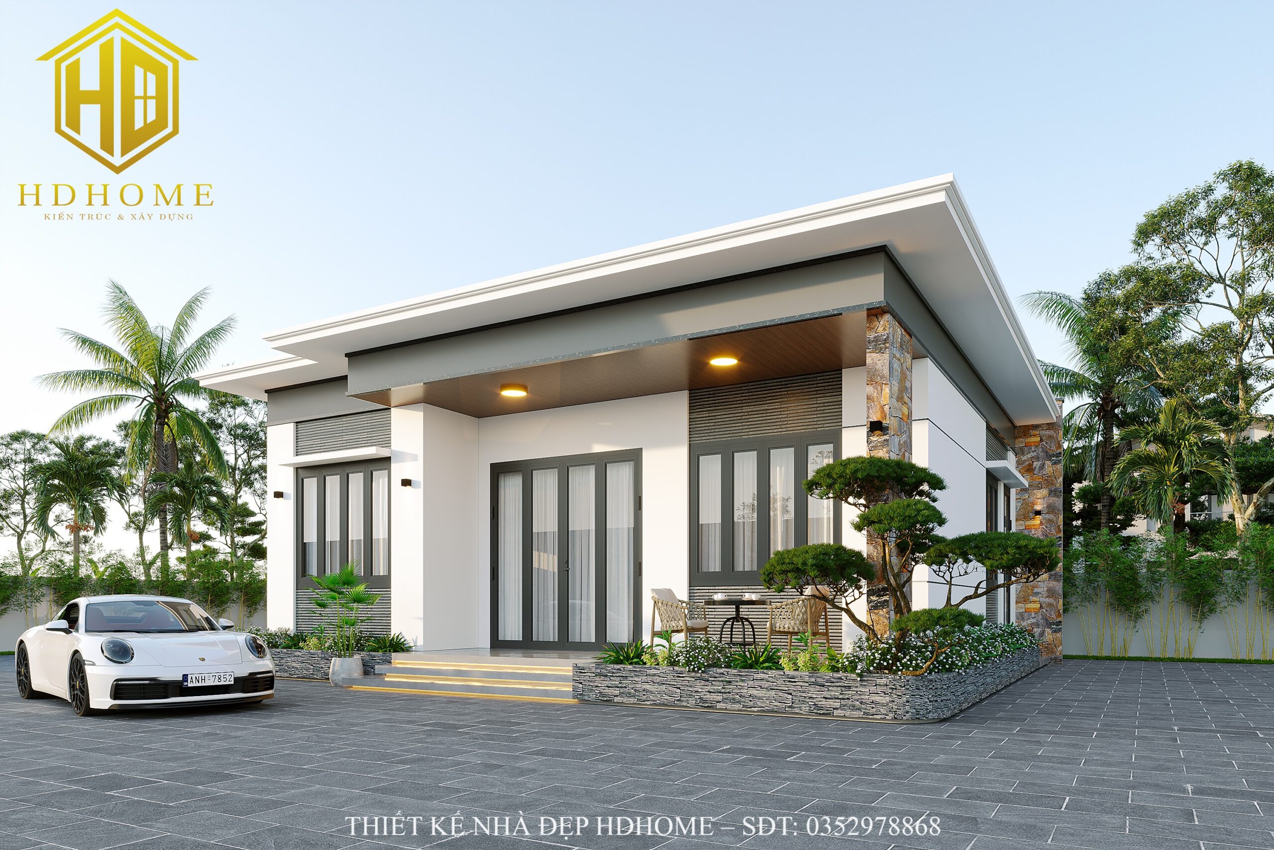 Ngôi nhà vườn 1 tầng hiện đại đẹp