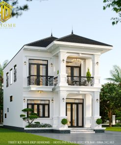 thiết kế nhà 2 tầng tân cổ điển mái Nhật