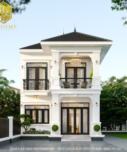 thiết kế nhà 2 tầng tân cổ điển mái Nhật